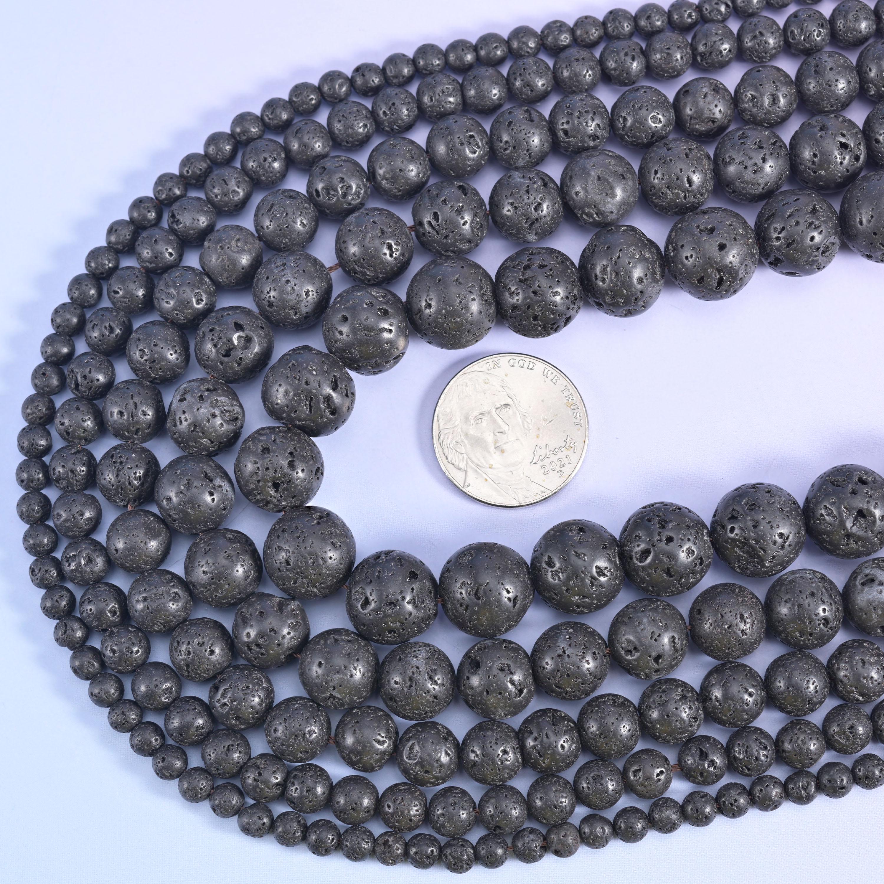 Lava Rock Stone Round Beads 4mm 6mm 8mm 10mm 12mm Jewelry Making 15 Inch Strand