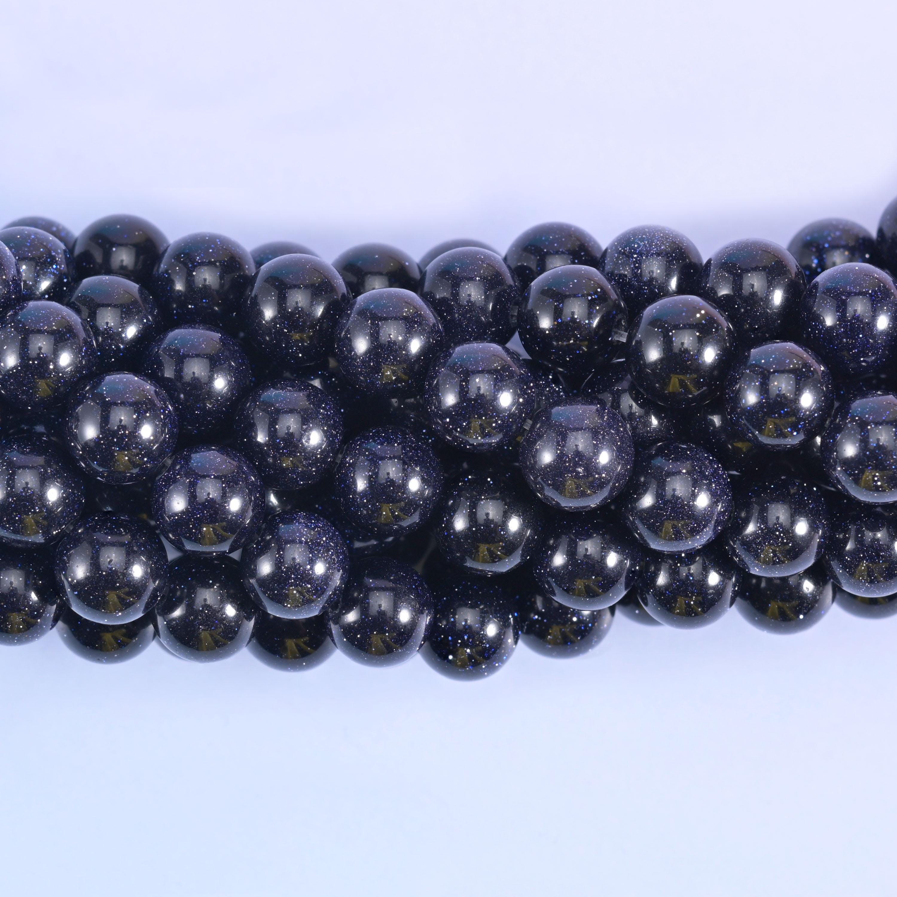 Blue Sandstone Smooth Round Beads 6mm 8mm 10mm 12mm Jewelry Making 15 Inch Strand
