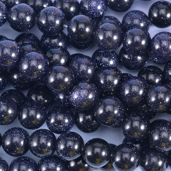 Blue Sandstone Smooth Round Beads 6mm 8mm 10mm 12mm Jewelry Making 15 Inch Strand