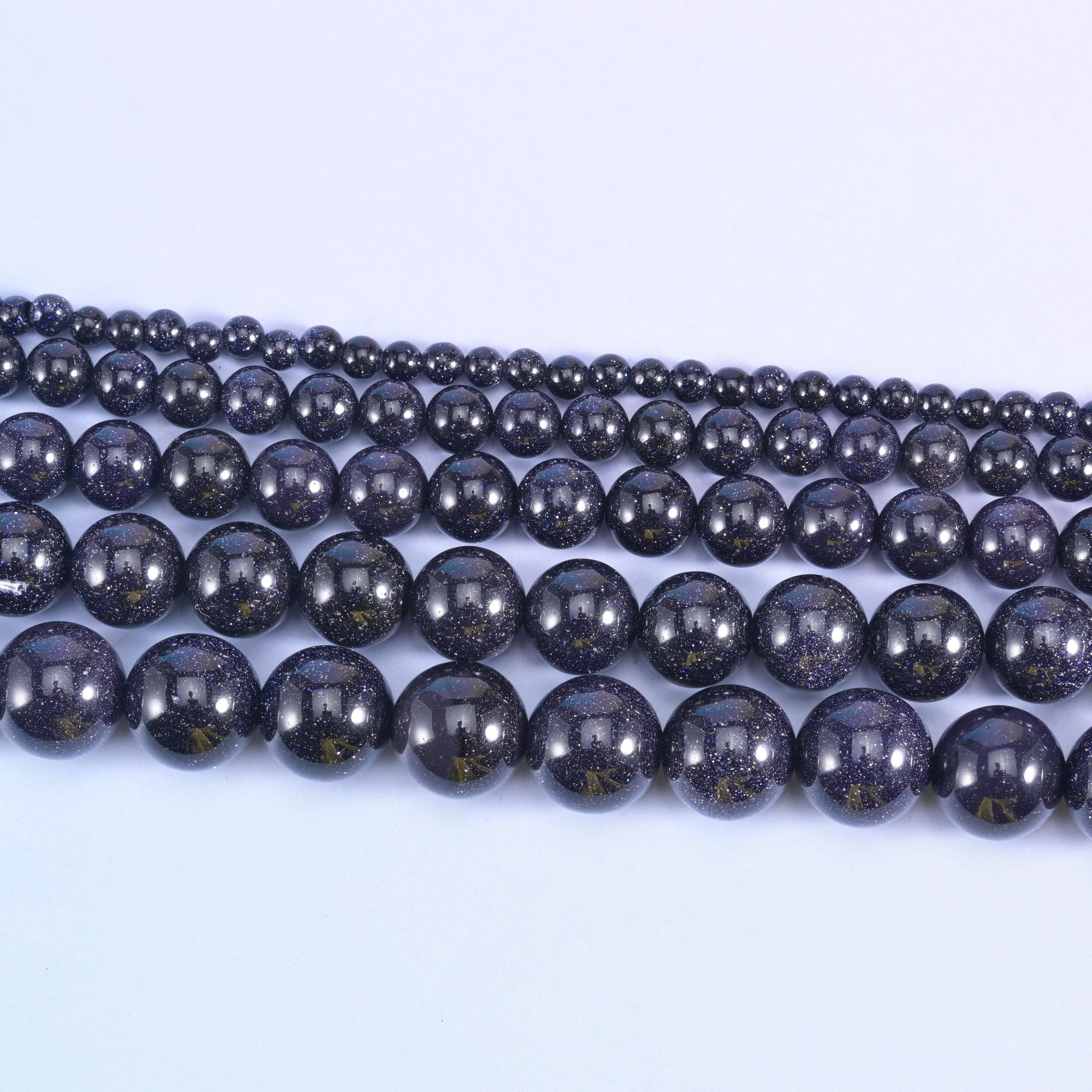Blue Sandstone Smooth Round Beads 6mm 8mm 10mm 12mm Jewelry Making 15 Inch Strand