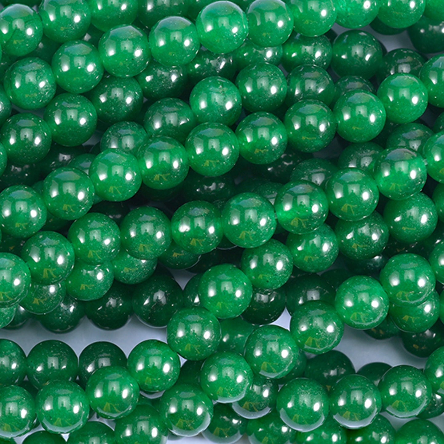 Green Dyed Jade Smooth Round Beads 4mm 6mm 8mm 10mm 12mm Jewelry Making 15.5 Inch Strand