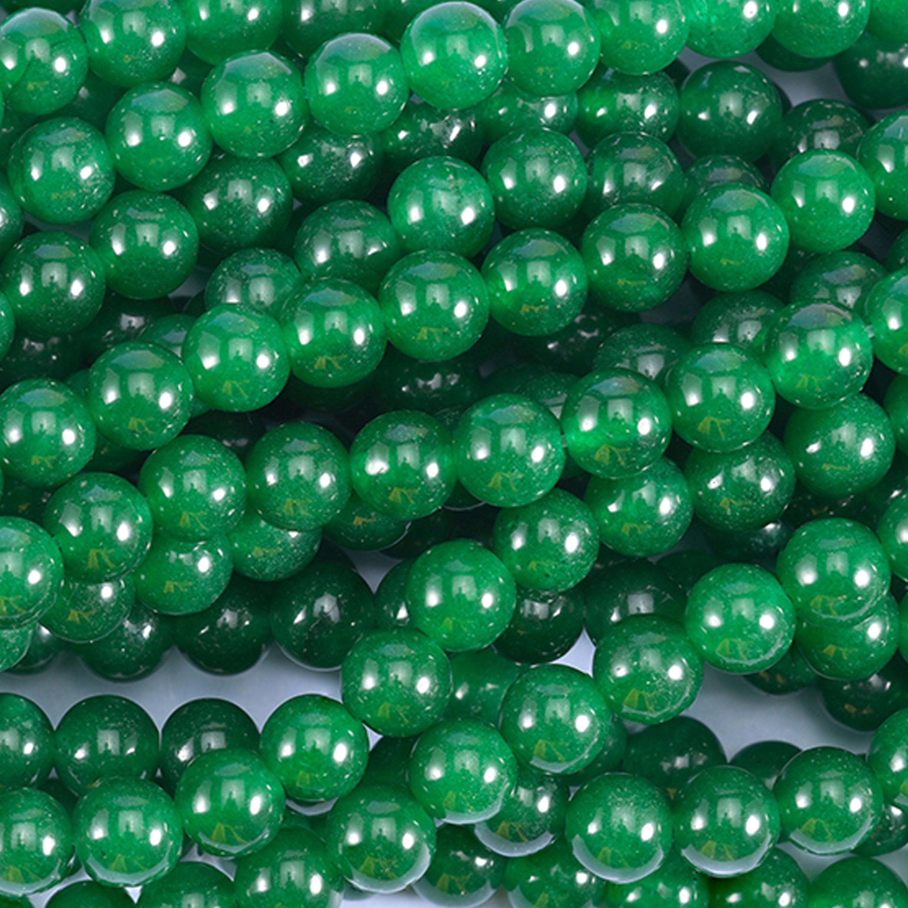 Green Dyed Jade Smooth Round Beads 4mm 6mm 8mm 10mm 12mm Jewelry Making 15.5 Inch Strand