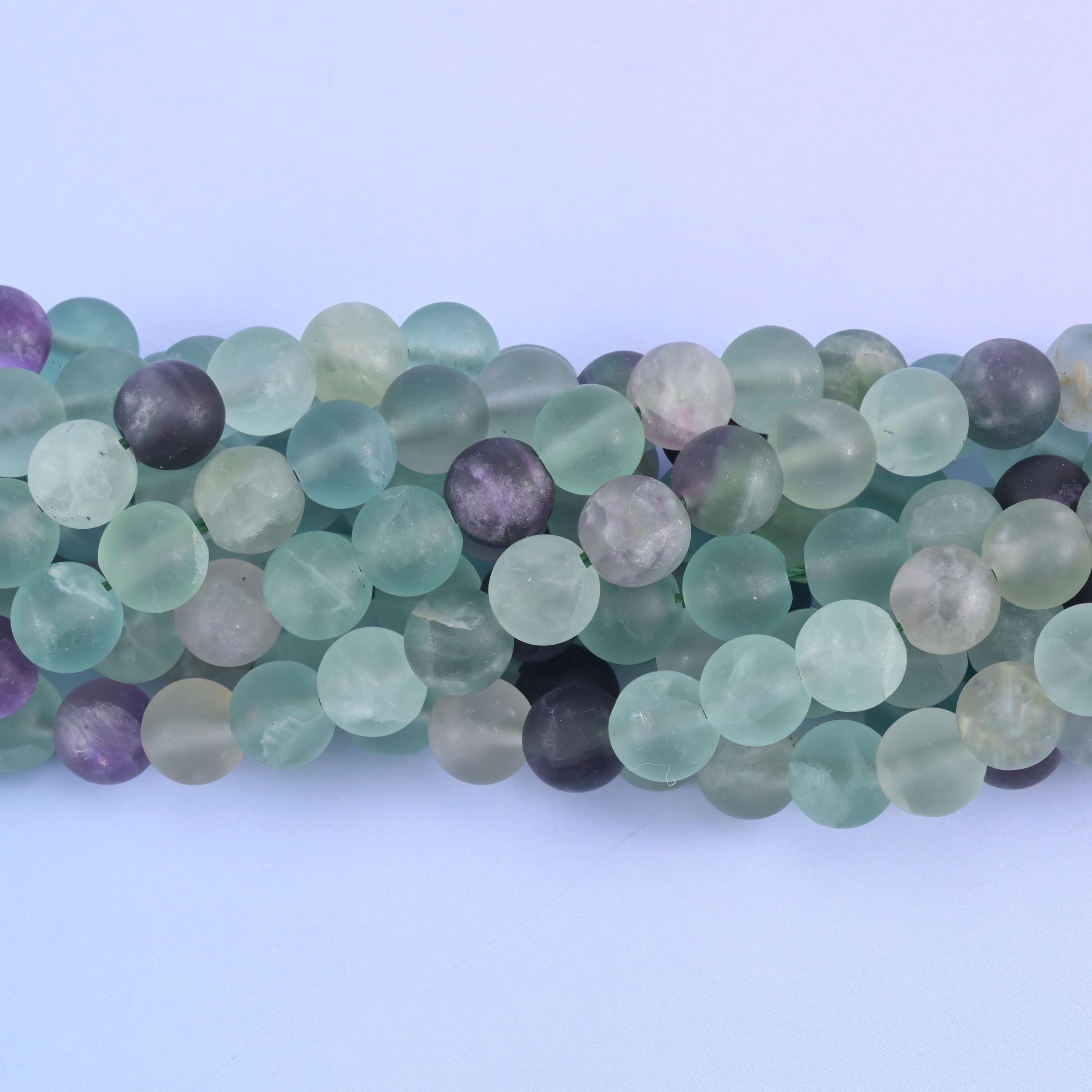 Colorful Fluorite Matte Round Beads 4mm 6mm 8mm 10mm Jewelry Making 15 Inch Strand