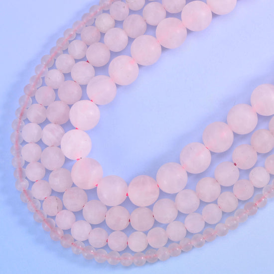 Rose Quartz Matte Round Beads 4mm 6mm 8mm 10mm Jewelry Making 15 Inch Strand