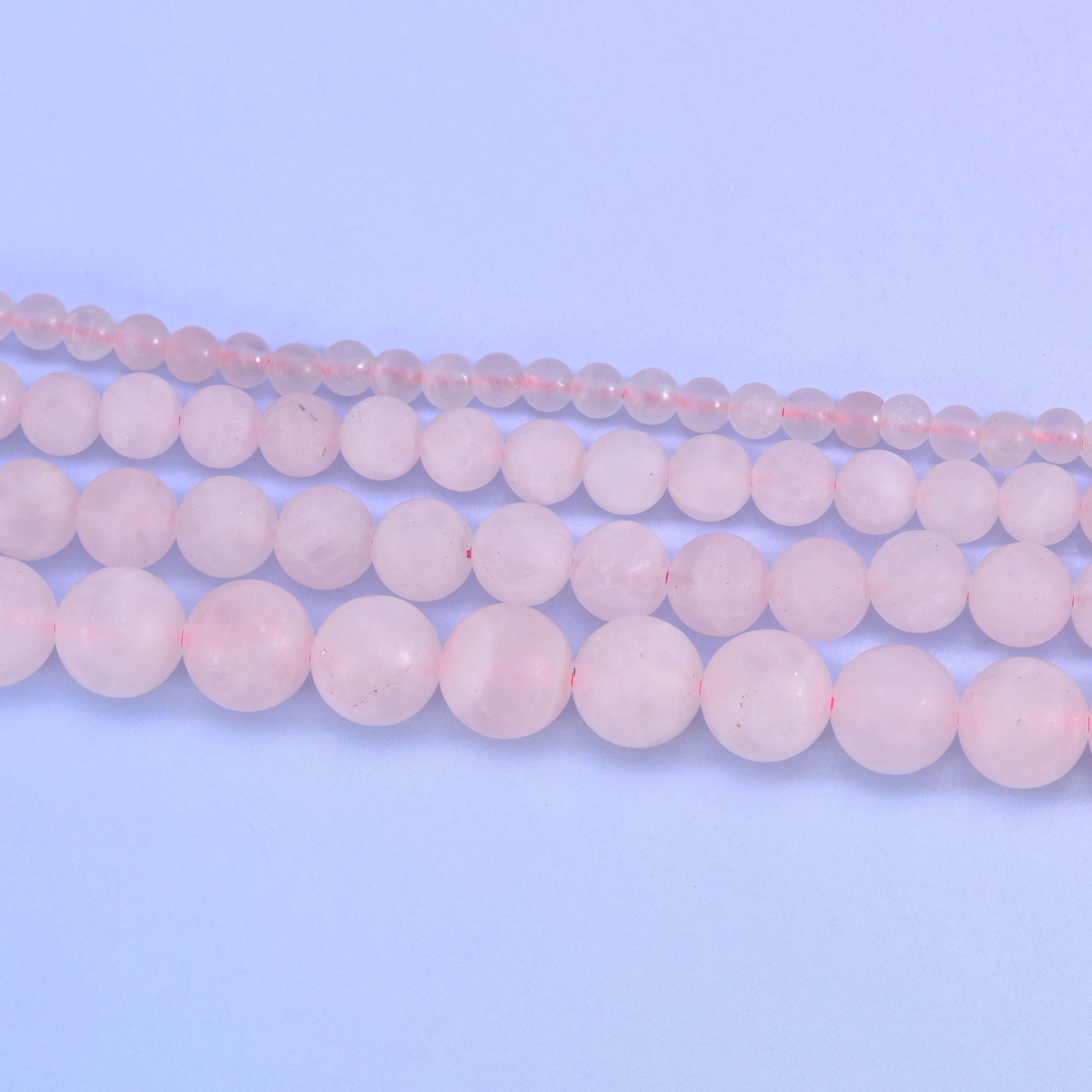 Rose Quartz Matte Round Beads 4mm 6mm 8mm 10mm Jewelry Making 15 Inch Strand