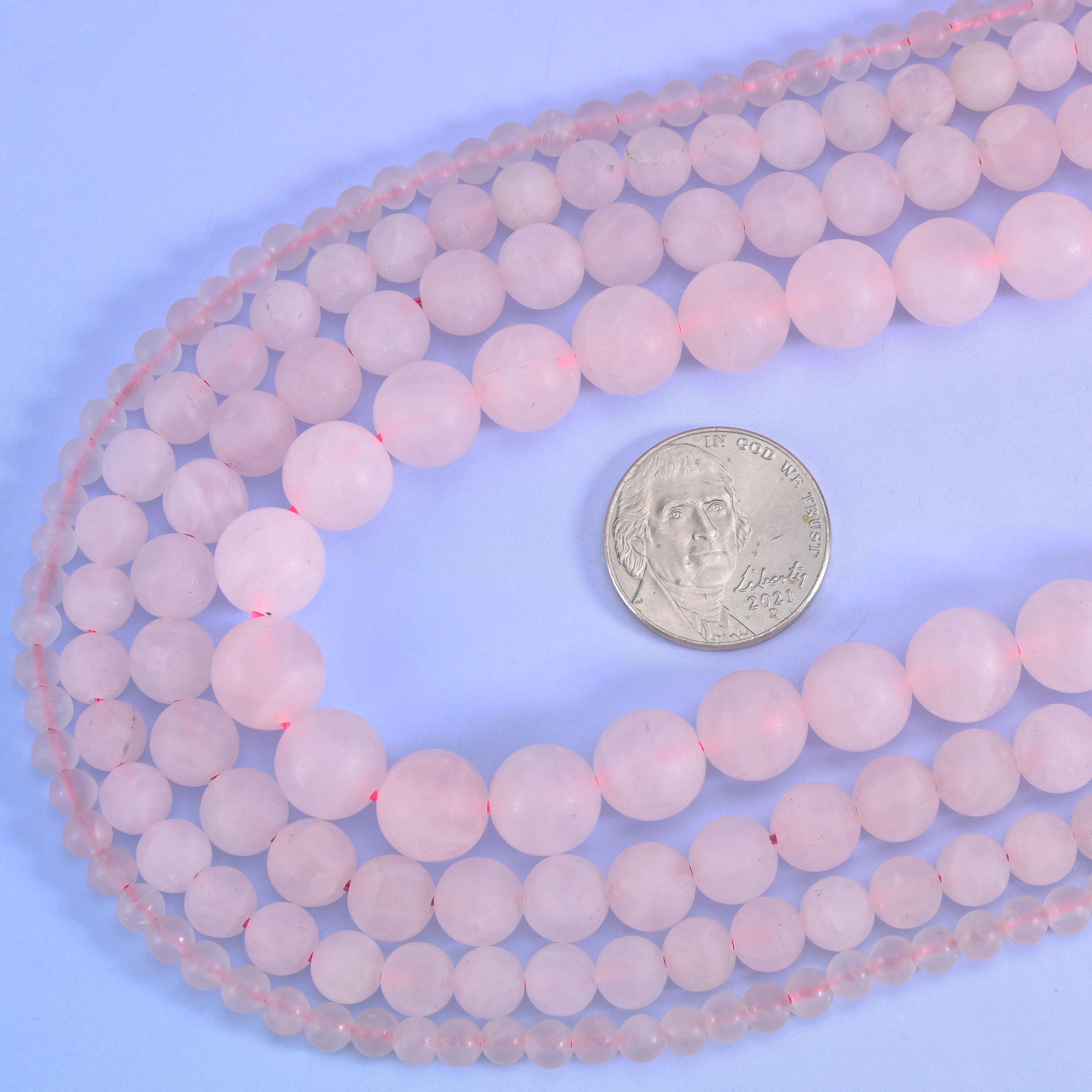 Rose Quartz Matte Round Beads 4mm 6mm 8mm 10mm Jewelry Making 15 Inch Strand