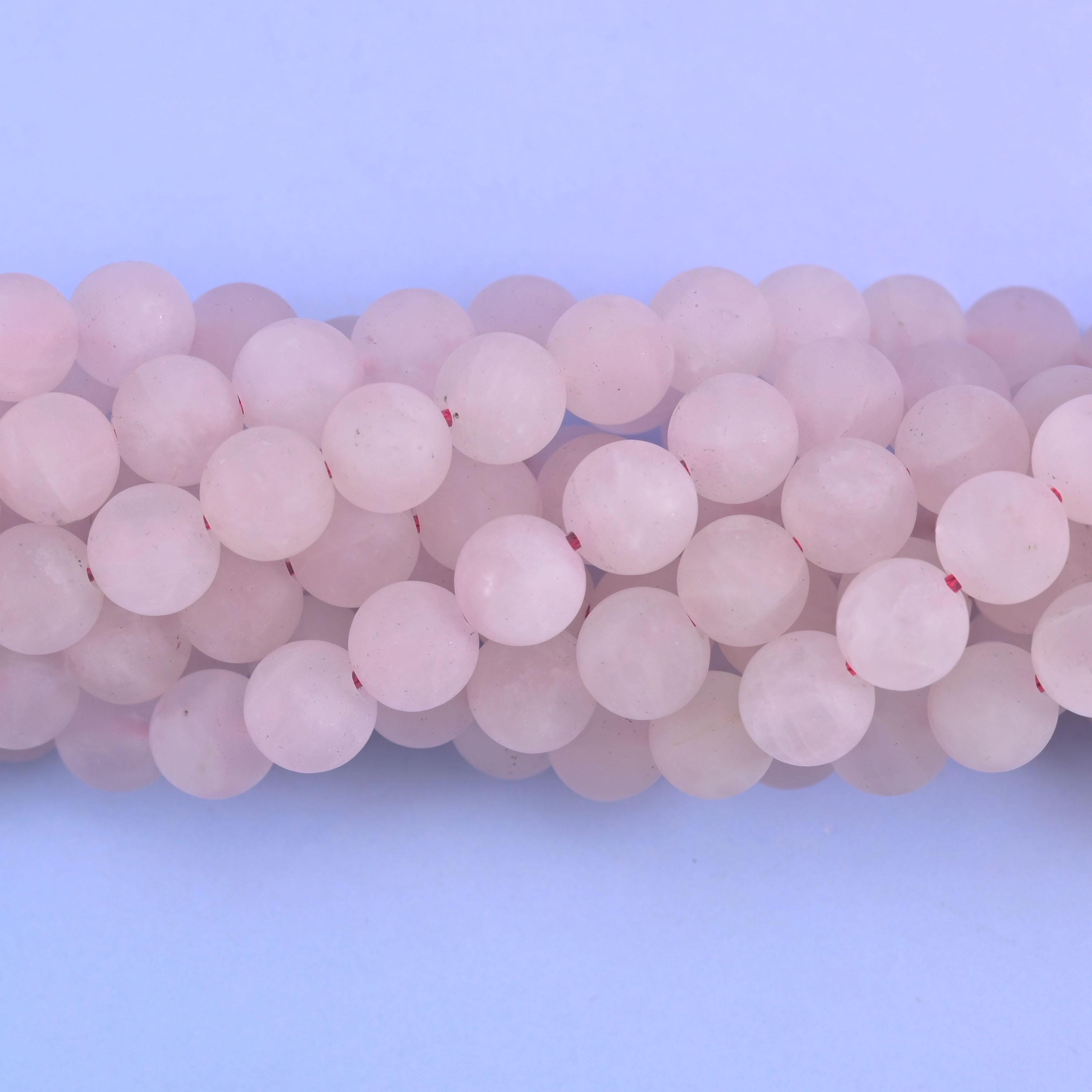 Rose Quartz Matte Round Beads 4mm 6mm 8mm 10mm Jewelry Making 15 Inch Strand