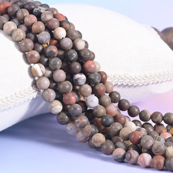 Petrified Wood Matte Round Beads 4mm 6mm 8mm 10mm Jewelry Making 15 Inch Strand