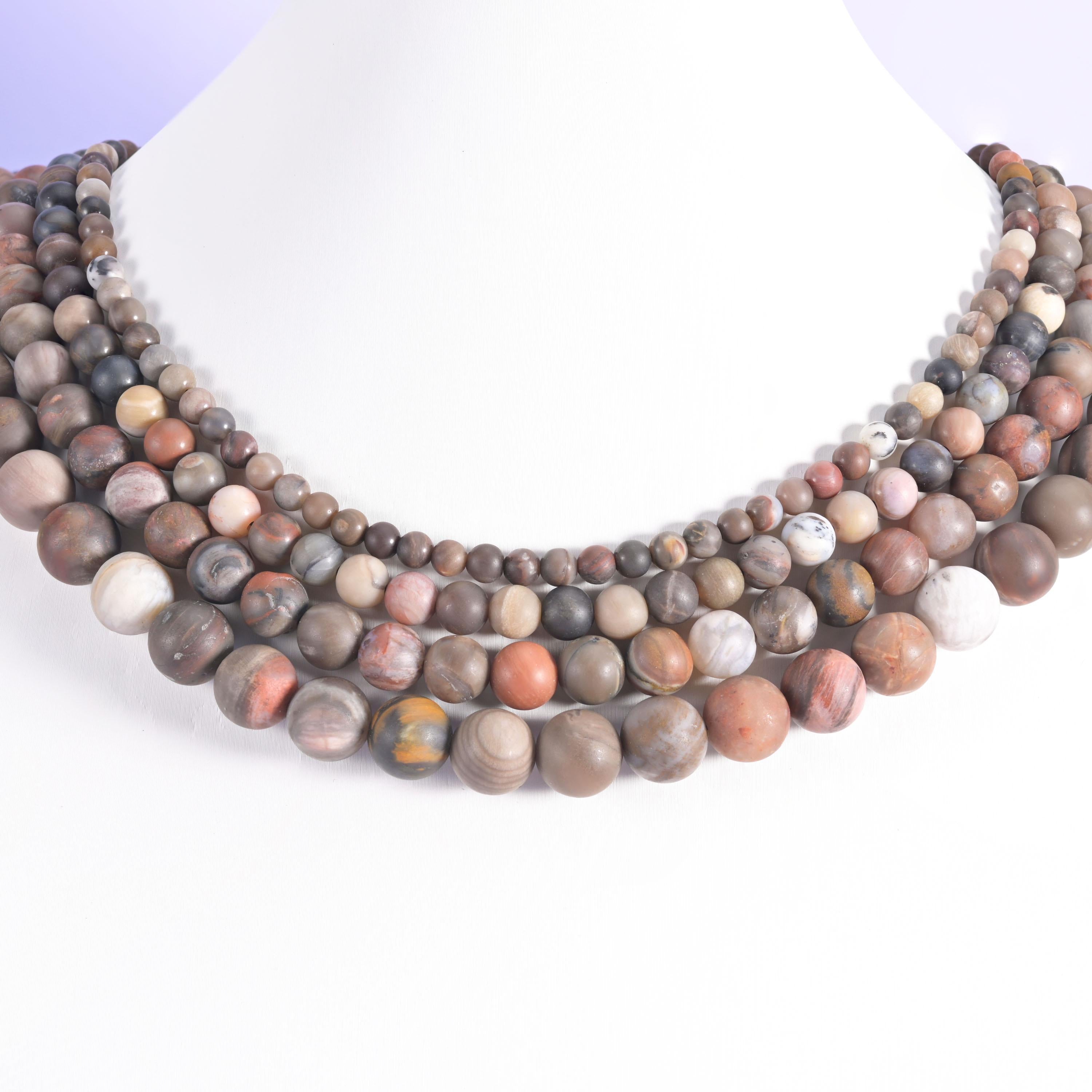 Petrified Wood Matte Round Beads 4mm 6mm 8mm 10mm Jewelry Making 15 Inch Strand