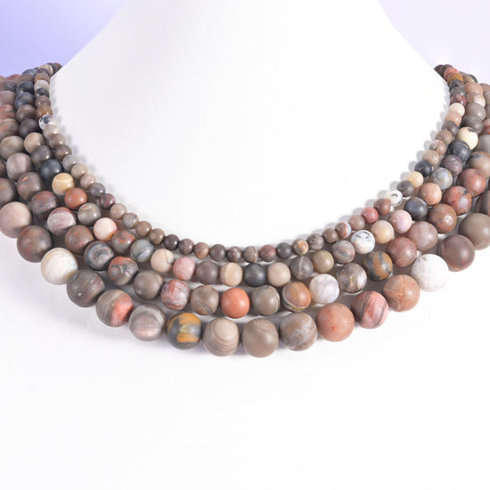 Petrified Wood Matte Round Beads 4mm 6mm 8mm 10mm Jewelry Making 15 Inch Strand