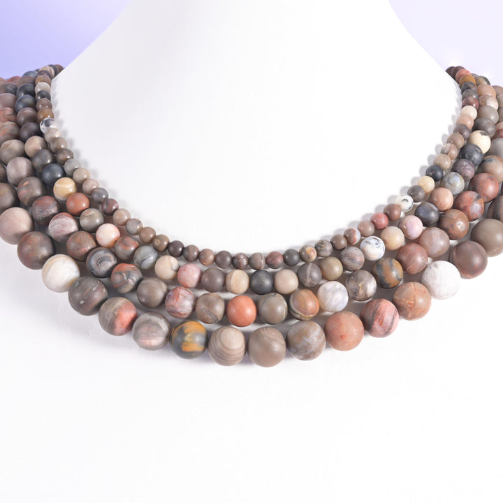 Petrified Wood Matte Round Beads 4mm 6mm 8mm 10mm Jewelry Making 15 Inch Strand