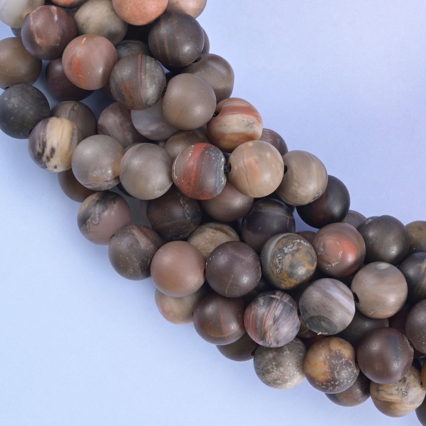Petrified Wood Matte Round Beads 4mm 6mm 8mm 10mm Jewelry Making 15 Inch Strand