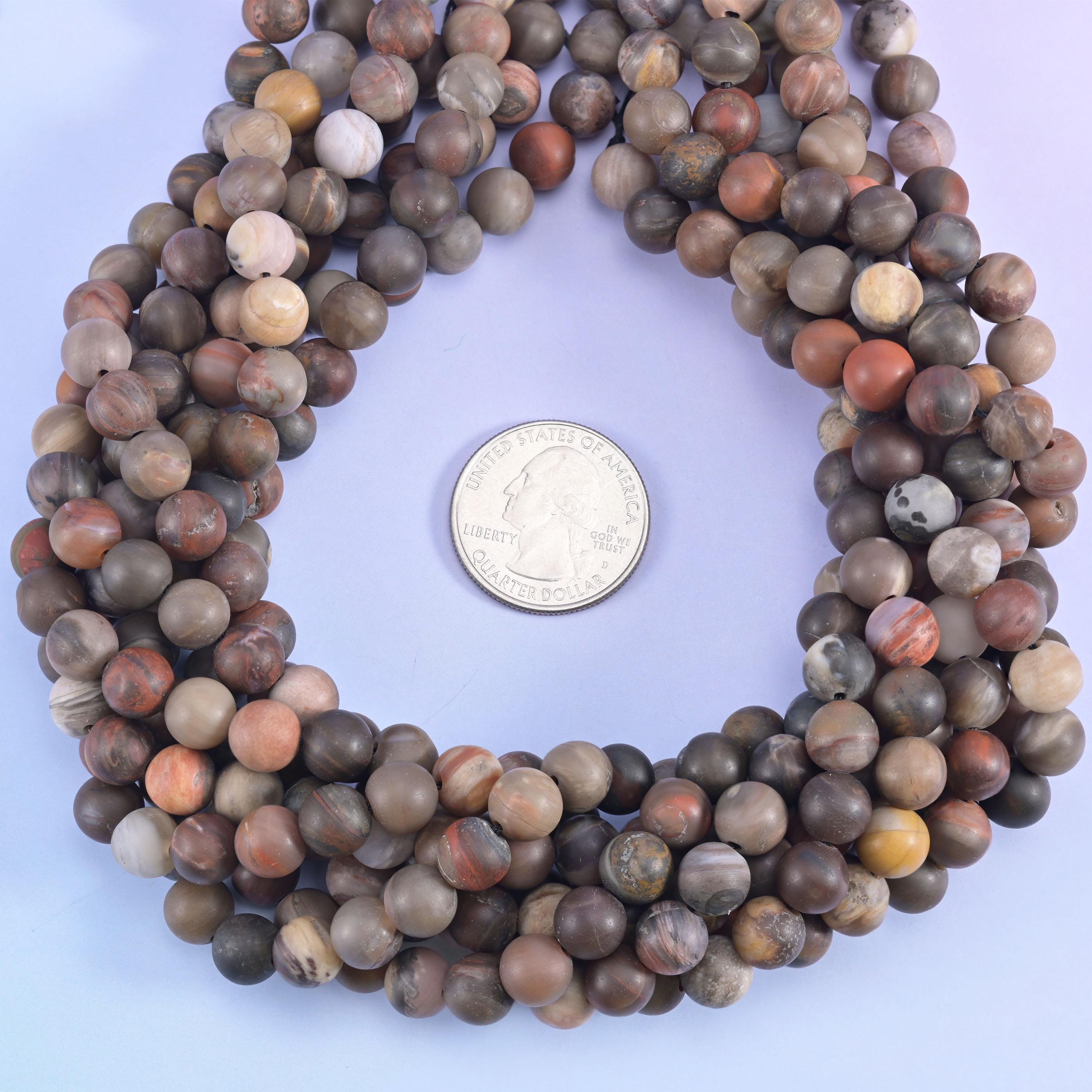 Petrified Wood Matte Round Beads 4mm 6mm 8mm 10mm Jewelry Making 15 Inch Strand