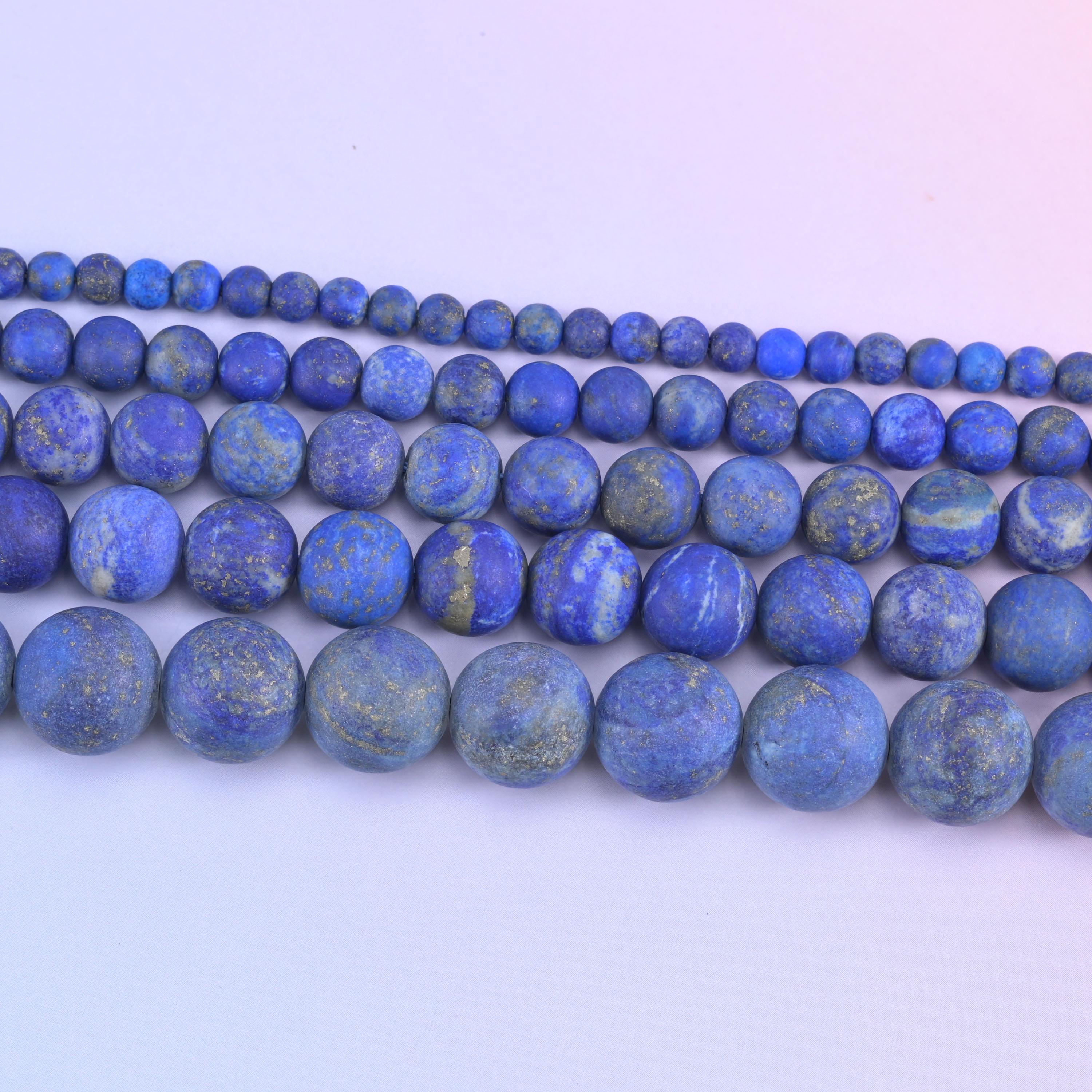 Lapis Lazuli Matte Round Beads 4mm 6mm 8mm 10mm Jewelry Making 15 Inch Strand