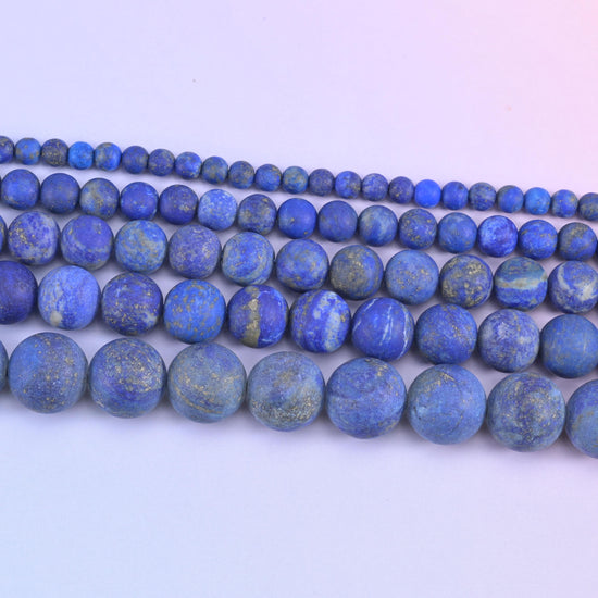 Lapis Lazuli Matte Round Beads 4mm 6mm 8mm 10mm Jewelry Making 15 Inch Strand