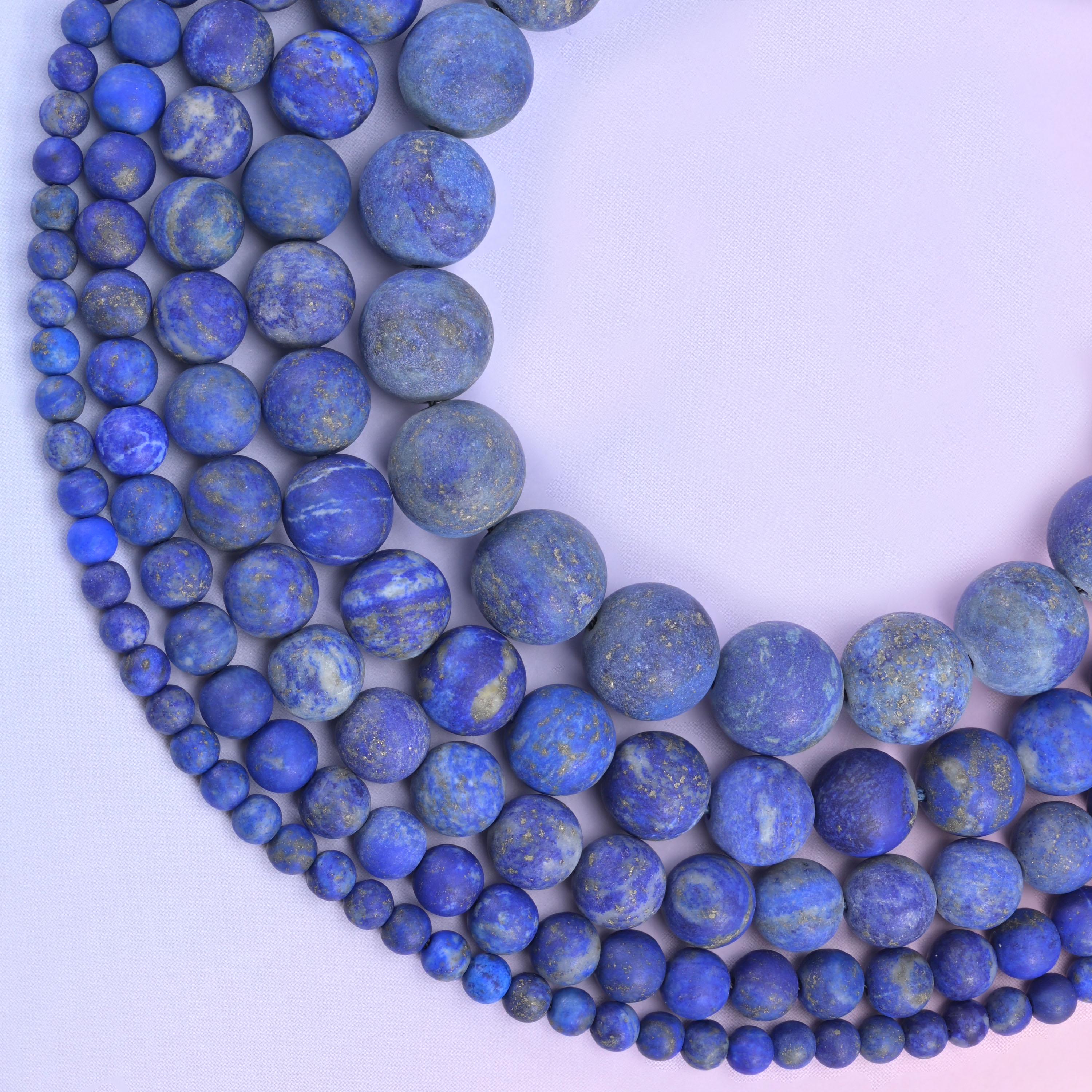 Lapis Lazuli Matte Round Beads 4mm 6mm 8mm 10mm Jewelry Making 15 Inch Strand