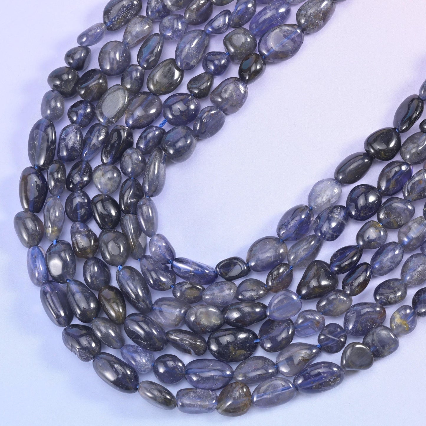 Iolite Pebble Nugget Beads 5-10mm Jewelry Making 15.5 Inch Strand