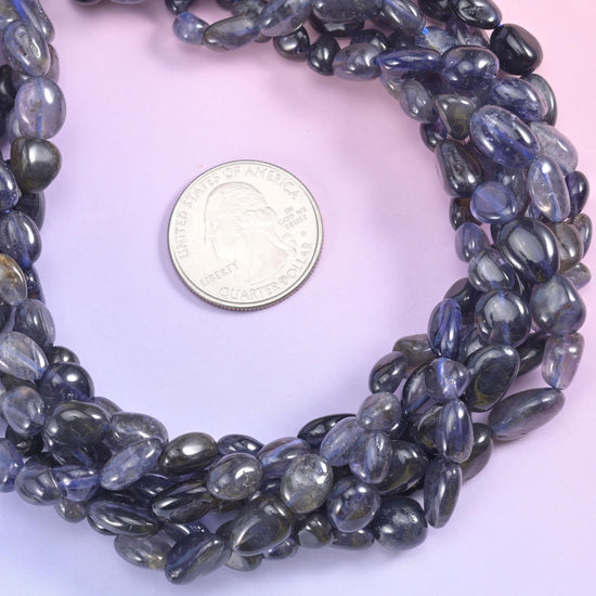 Iolite Pebble Nugget Beads 5-10mm Jewelry Making 15.5 Inch Strand