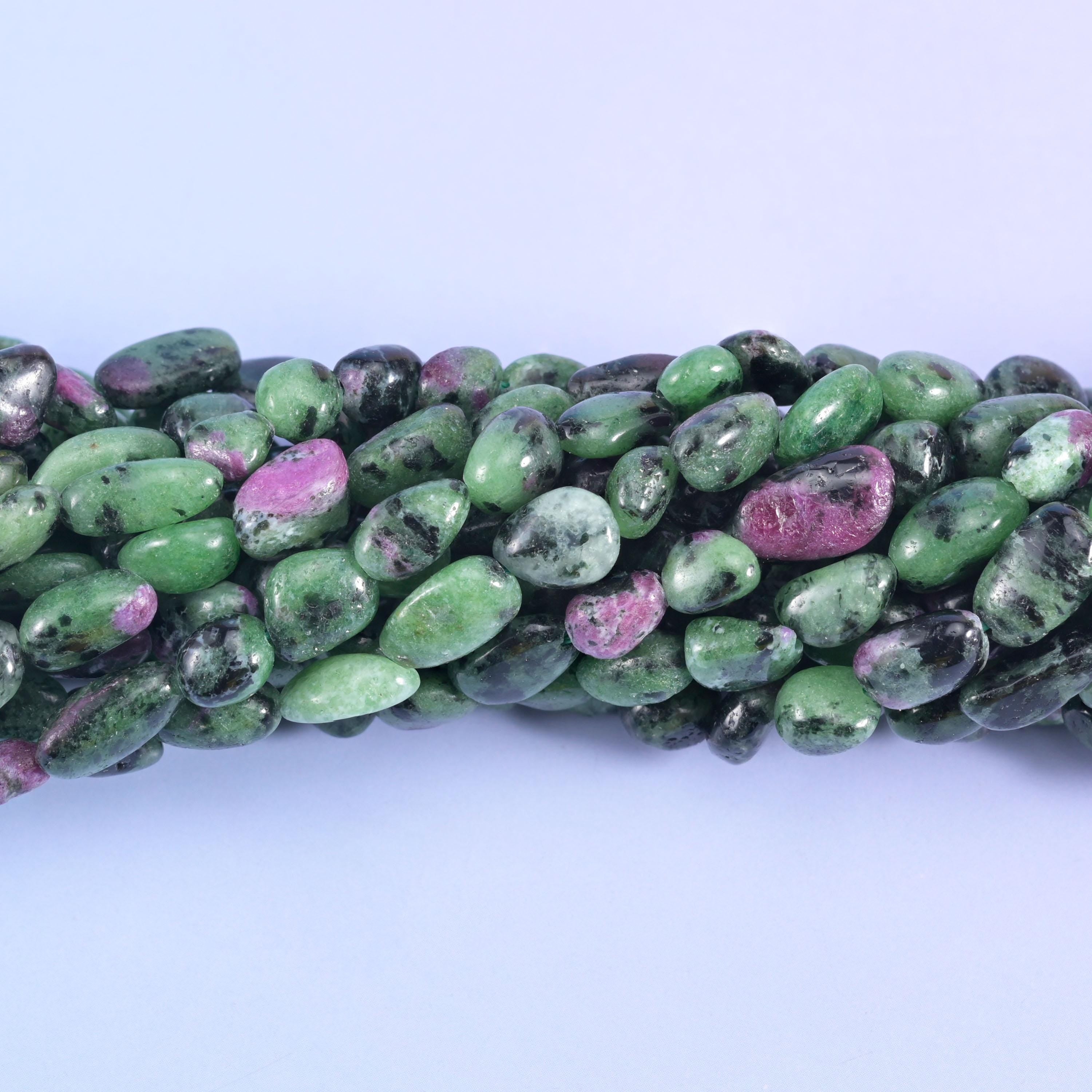 Ruby Zoisite Pebble Nugget Beads 5-10mm Jewelry Making 15.5 Inch Strand