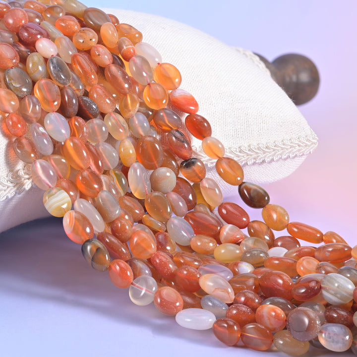 Red Orange Botswana Pebble Nugget Beads 8-12mm Jewelry Making 15.5 Inch Strand