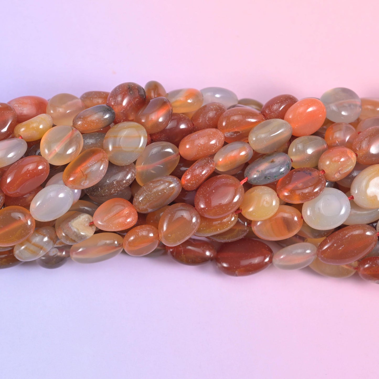 Red Orange Botswana Pebble Nugget Beads 8-12mm Jewelry Making 15.5 Inch Strand