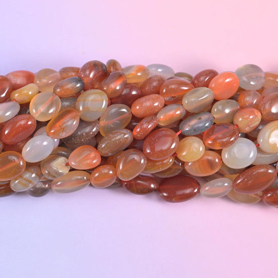 Red Orange Botswana Pebble Nugget Beads 8-12mm Jewelry Making 15.5 Inch Strand