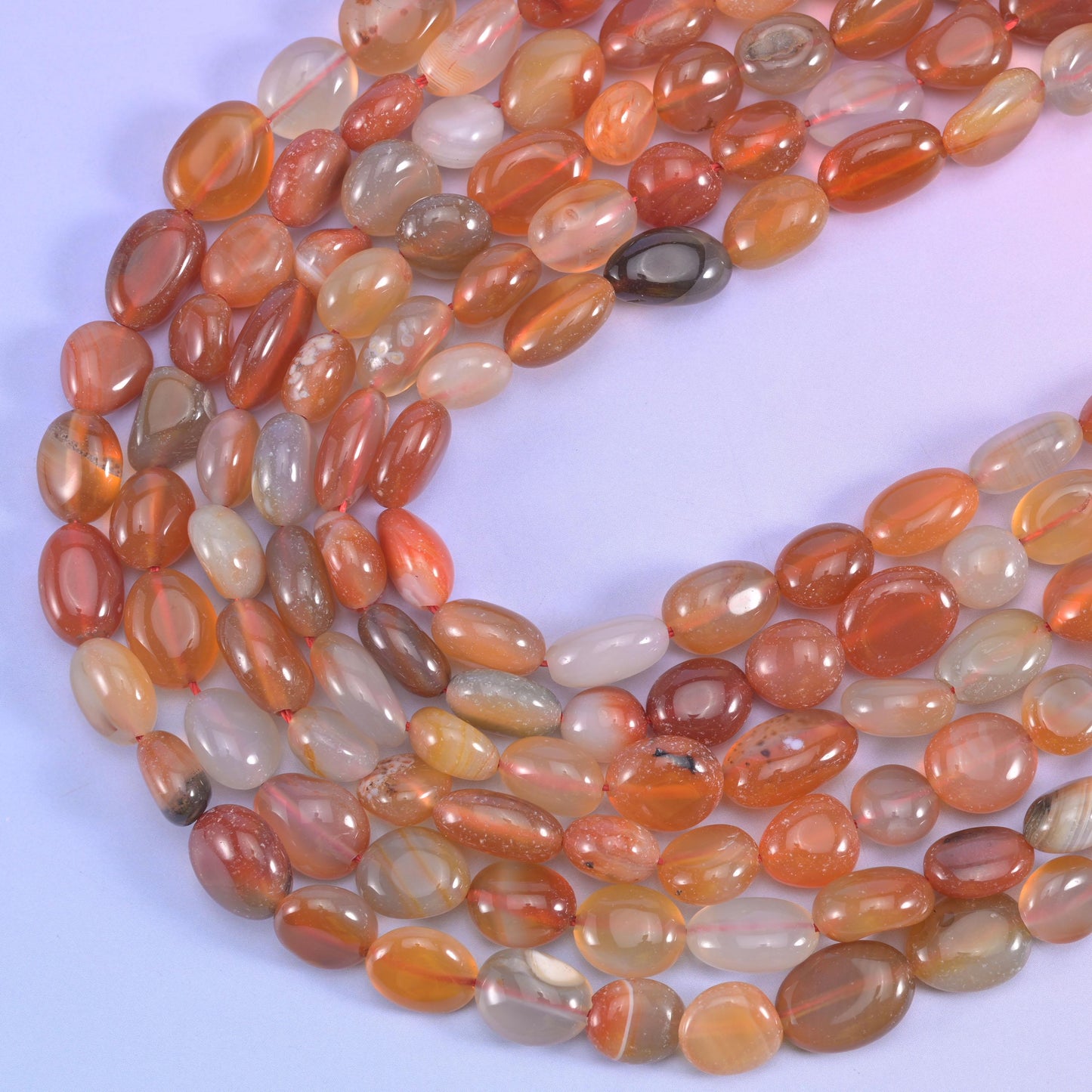 Red Orange Botswana Pebble Nugget Beads 8-12mm Jewelry Making 15.5 Inch Strand