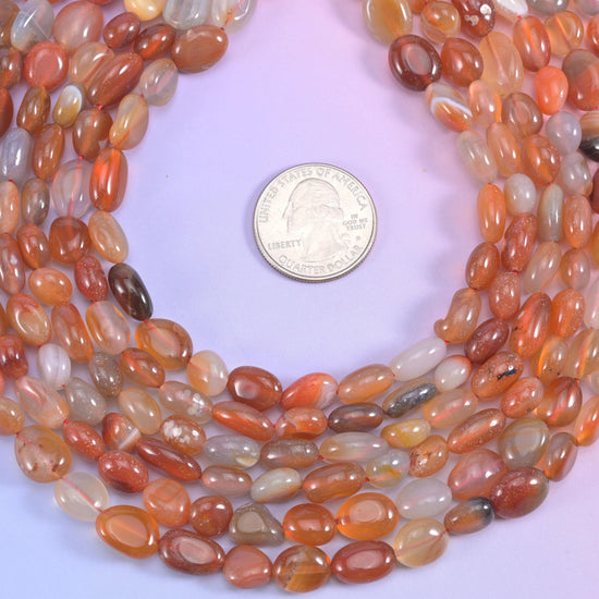 Red Orange Botswana Pebble Nugget Beads 8-12mm Jewelry Making 15.5 Inch Strand