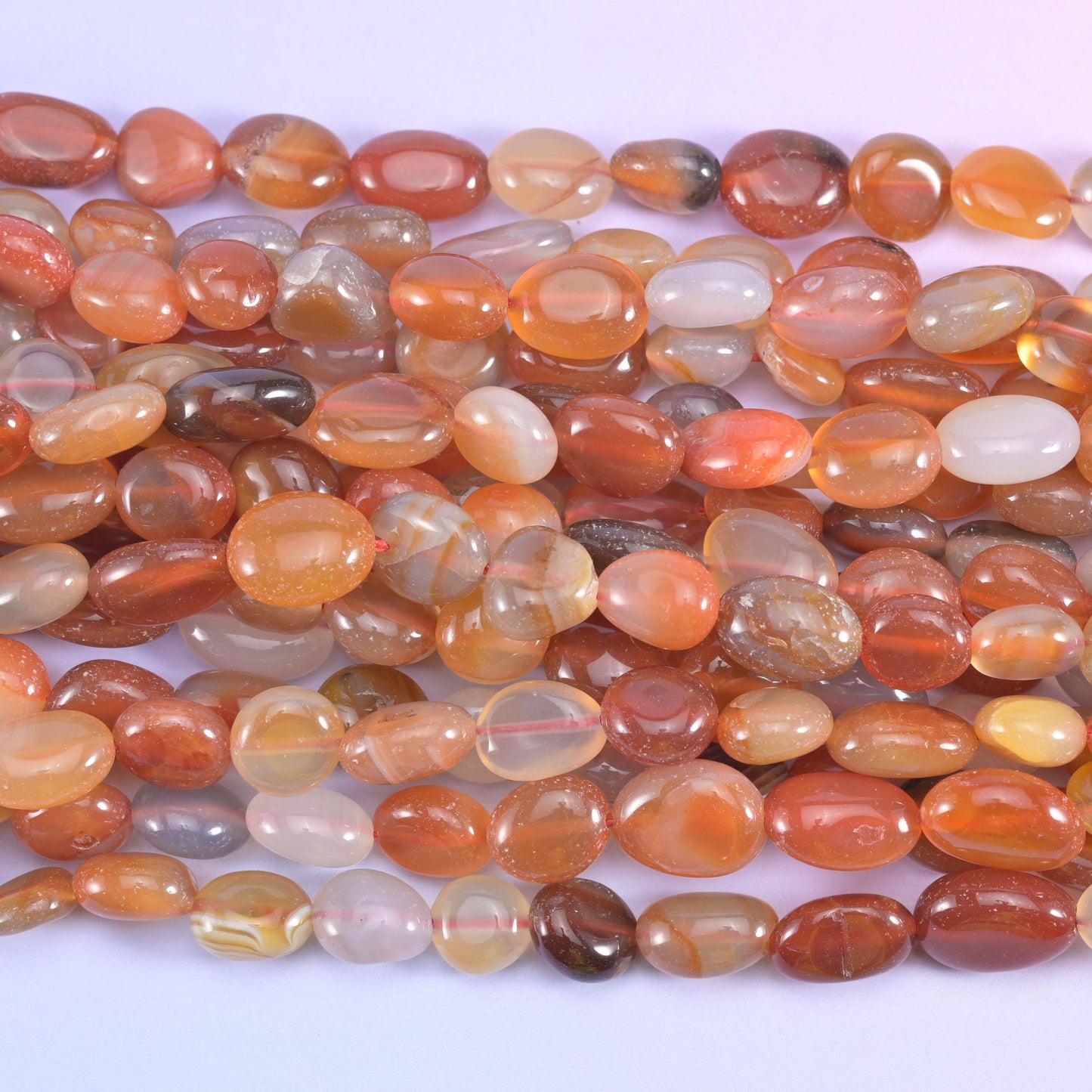 Red Orange Botswana Pebble Nugget Beads 8-12mm Jewelry Making 15.5 Inch Strand
