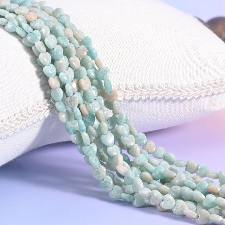 Blue Amazonite Heart Beads Size 6mm Jewelry Making 15 Inch Strand