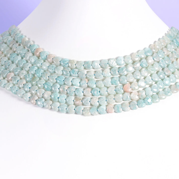 Blue Amazonite Heart Beads Size 6mm Jewelry Making 15 Inch Strand