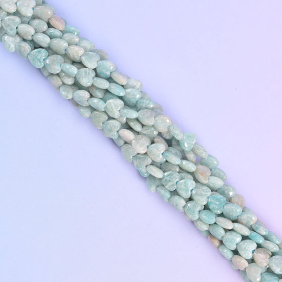 Blue Amazonite Heart Beads Size 6mm Jewelry Making 15 Inch Strand
