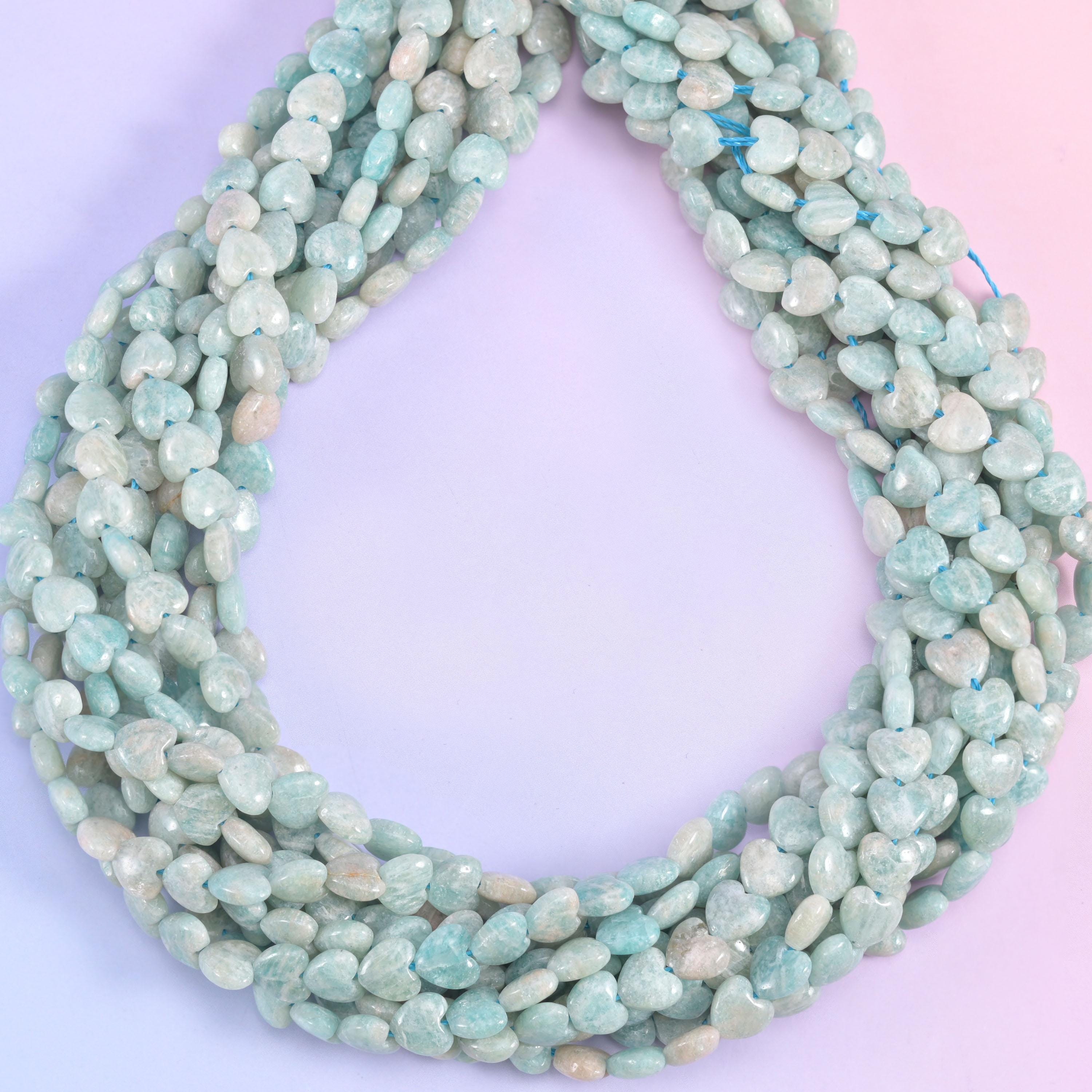 Blue Amazonite Heart Beads Size 6mm Jewelry Making 15 Inch Strand