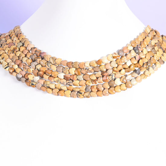 Picture Jasper Heart Beads Size 6mm Jewelry Making 15 Inch Strand