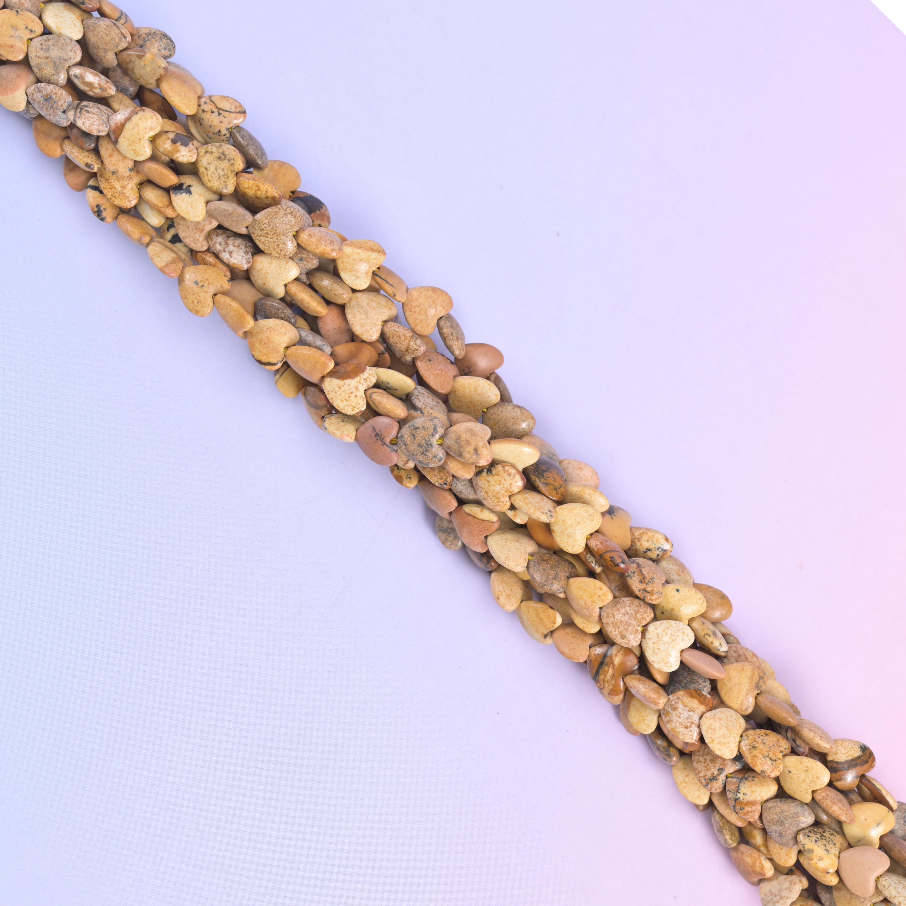 Picture Jasper Heart Beads Size 6mm Jewelry Making 15 Inch Strand