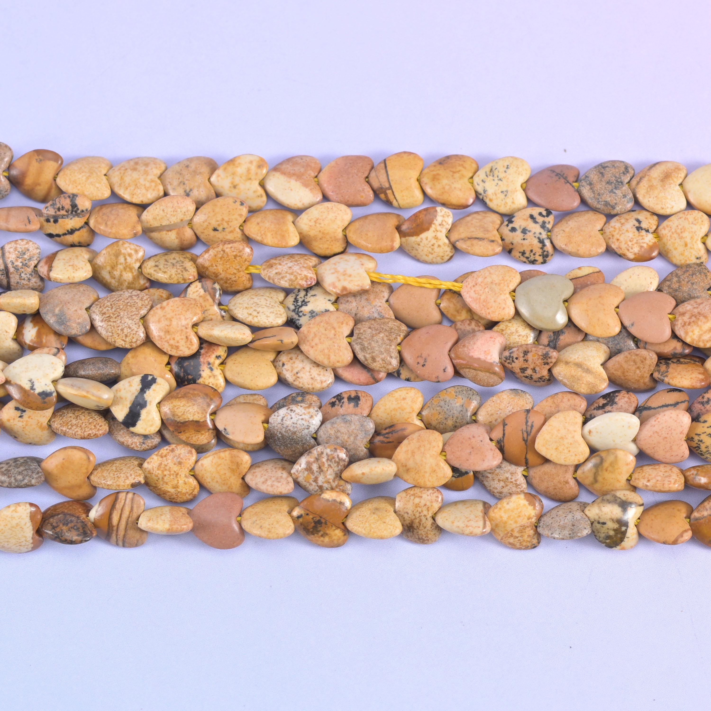 Picture Jasper Heart Beads Size 6mm Jewelry Making 15 Inch Strand