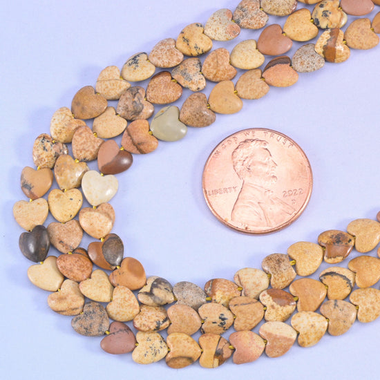 Picture Jasper Heart Beads Size 6mm Jewelry Making 15 Inch Strand