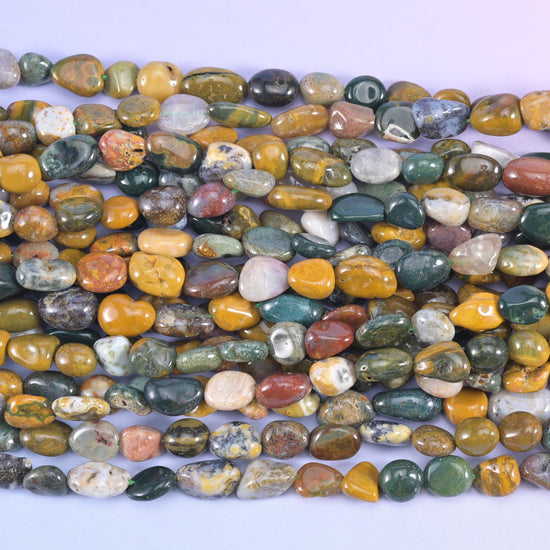 Ocean Jasper Pebble Nugget Beads 5-10mm Jewelry Making 15.5 Inch Strand