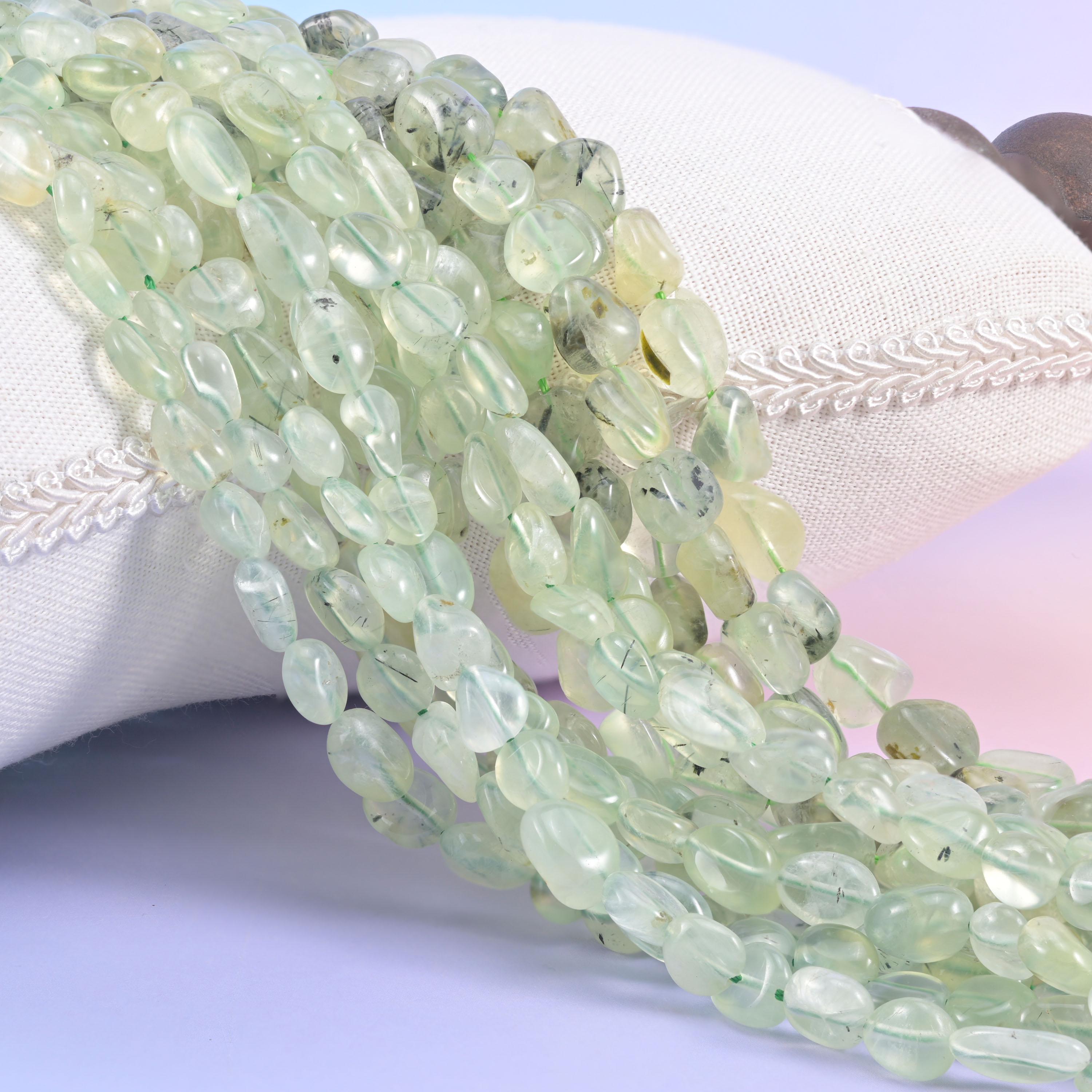 Prehnite Pebble Nugget Beads 6-8mm 8-12mm Jewelry Making 15.5 Inch Strand
