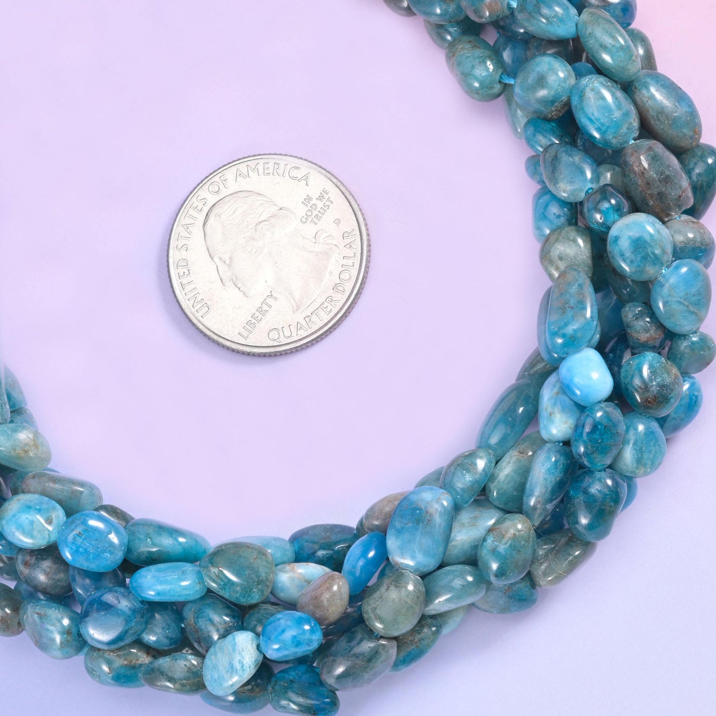 Blue Apatite Pebble Nugget Beads 6-8mm Jewelry Making 15 Inch Strand