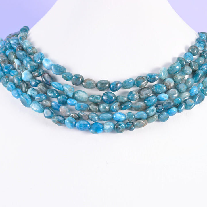 Blue Apatite Pebble Nugget Beads 6-8mm Jewelry Making 15 Inch Strand
