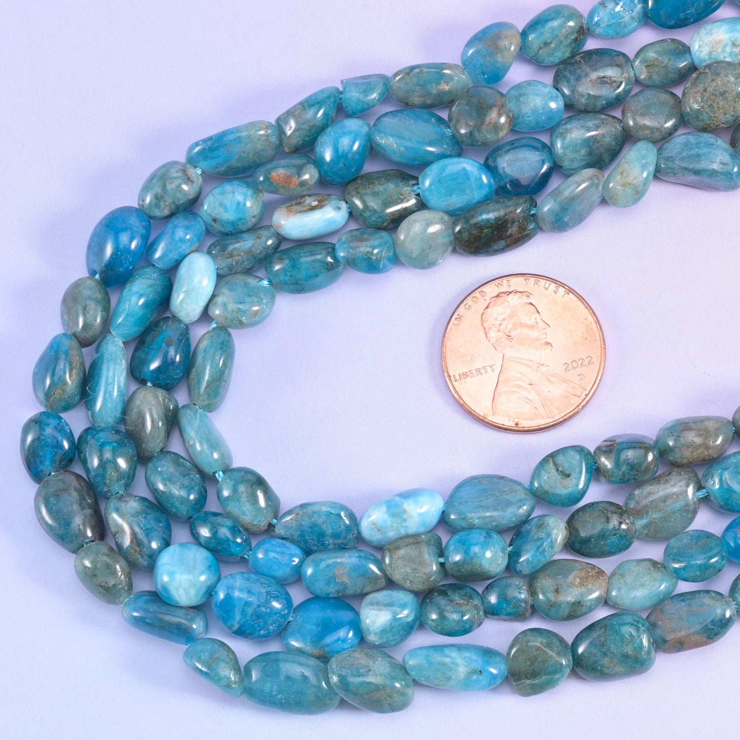 Blue Apatite Pebble Nugget Beads 6-8mm Jewelry Making 15 Inch Strand