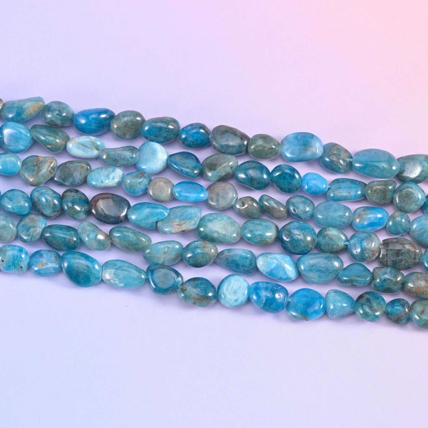 Blue Apatite Pebble Nugget Beads 6-8mm Jewelry Making 15 Inch Strand