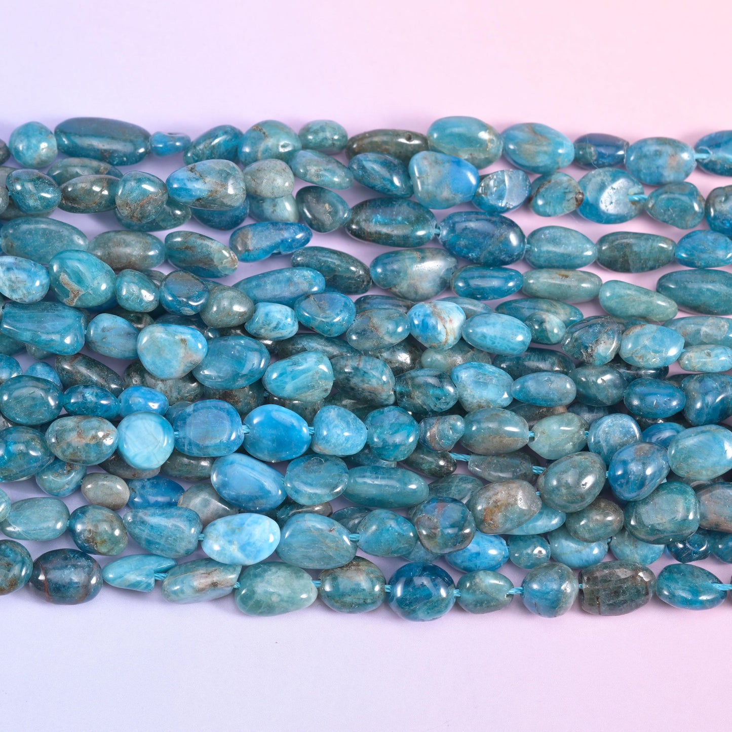 Blue Apatite Pebble Nugget Beads 6-8mm Jewelry Making 15 Inch Strand