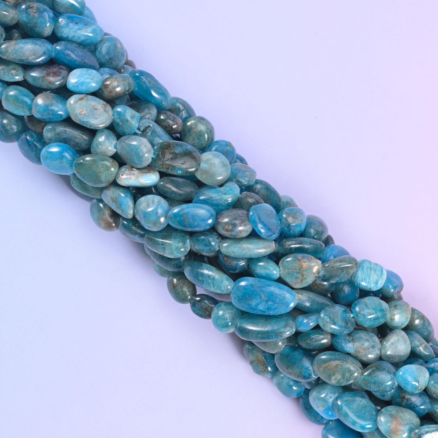 Blue Apatite Pebble Nugget Beads 6-8mm Jewelry Making 15 Inch Strand