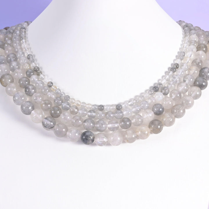 Cloudy Quartz Smooth Round Beads 4mm 6mm 8mm 10mm Jewelry Making 15.5 Inch Strand