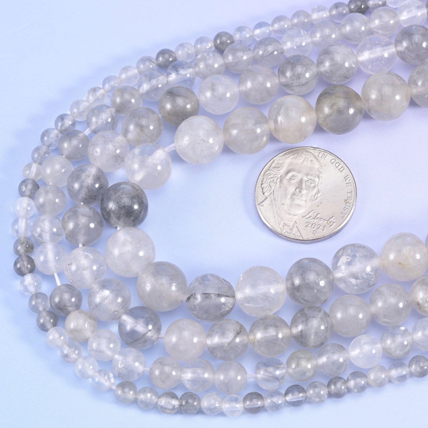 Cloudy Quartz Smooth Round Beads 4mm 6mm 8mm 10mm Jewelry Making 15.5 Inch Strand
