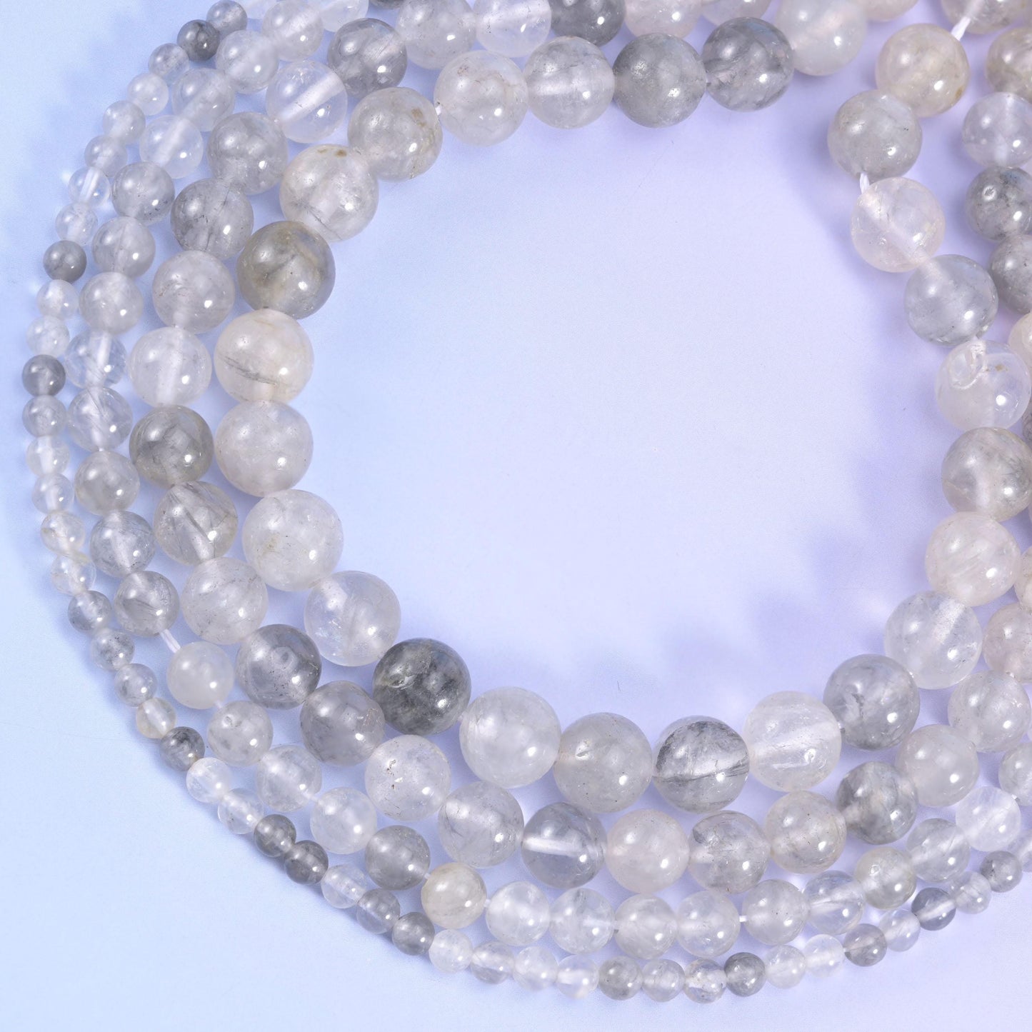 Cloudy Quartz Smooth Round Beads 4mm 6mm 8mm 10mm Jewelry Making 15.5 Inch Strand