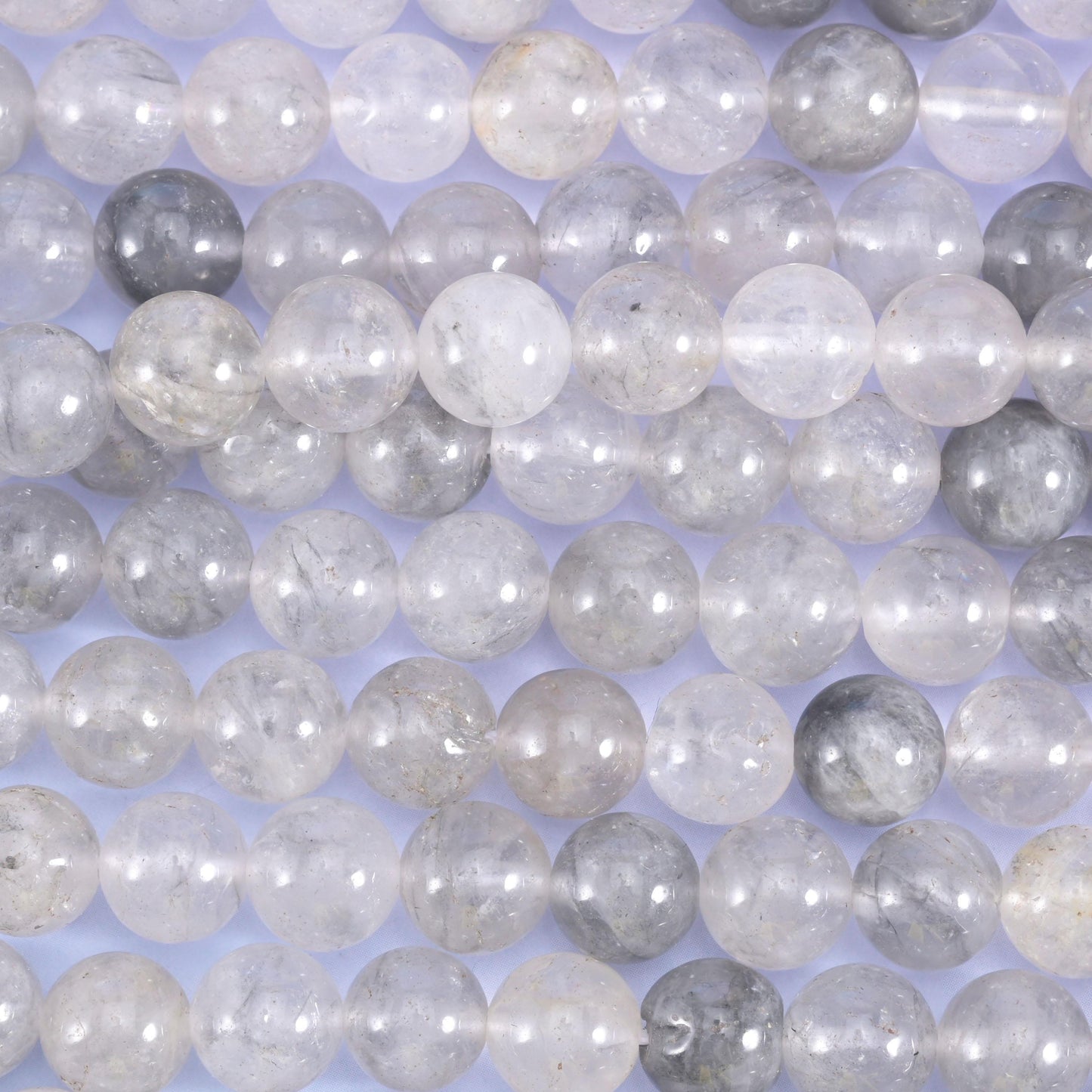 Cloudy Quartz Smooth Round Beads 4mm 6mm 8mm 10mm Jewelry Making 15.5 Inch Strand