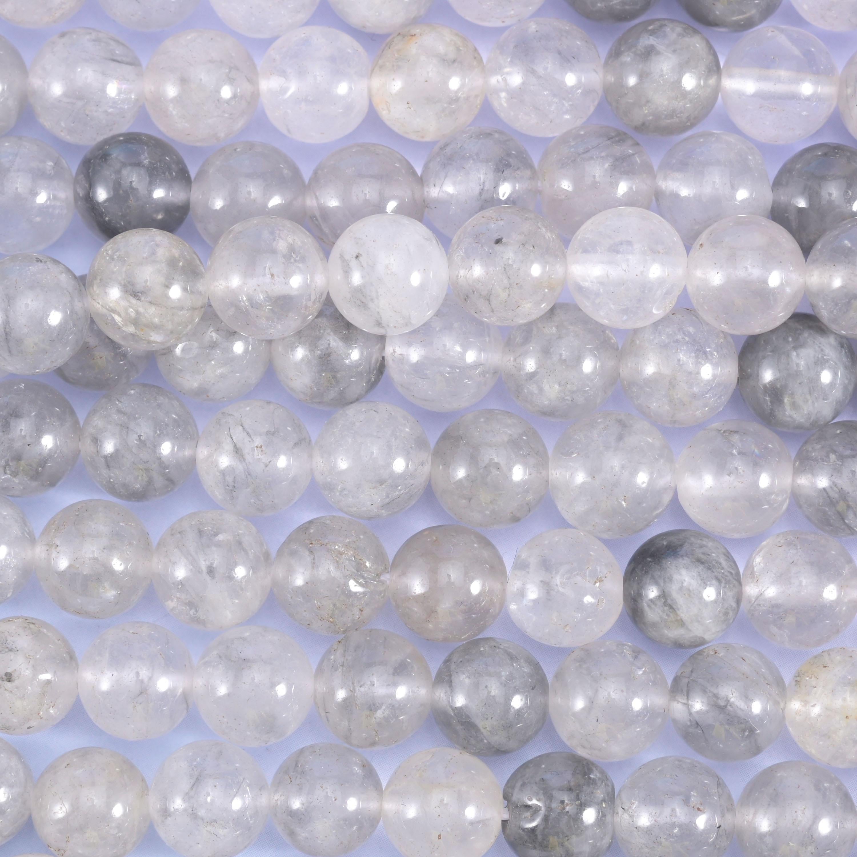 Cloudy Quartz Smooth Round Beads 4mm 6mm 8mm 10mm Jewelry Making 15.5 Inch Strand